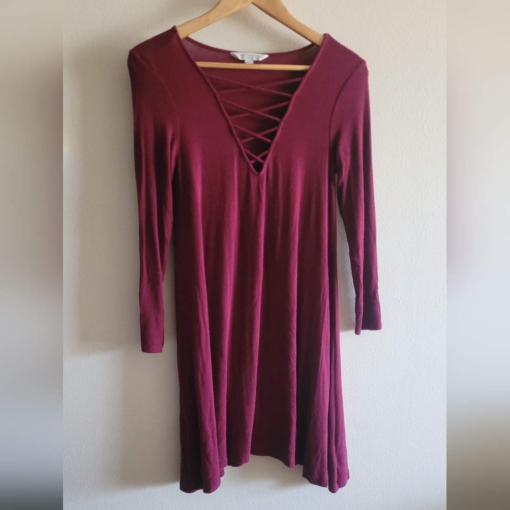 American Eagle soft & sexy swing knit criss cross dress Women's small wine color